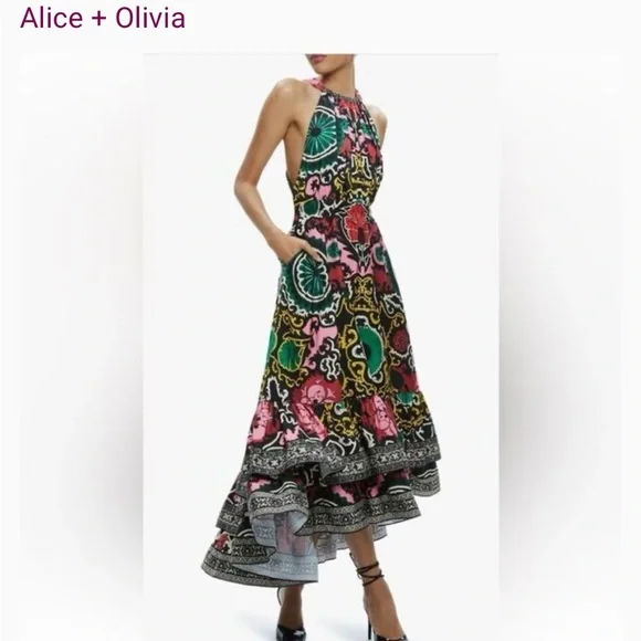 Alice + Olivia Vibrant High Low Dress - FITS LIKE A SIZE 4 - Picture 1 of 7